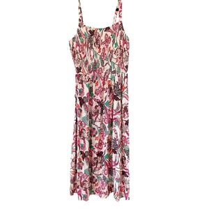Old Navy Cream Floral Tropical Smocked Sundress Women's S‎ Tall